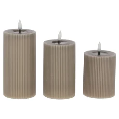 LED Kaars rib melt 3st taupe