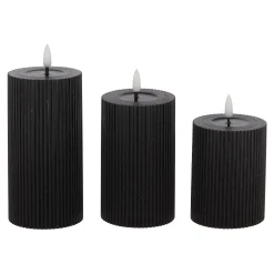 LED Kaars rib melt 3st zwart