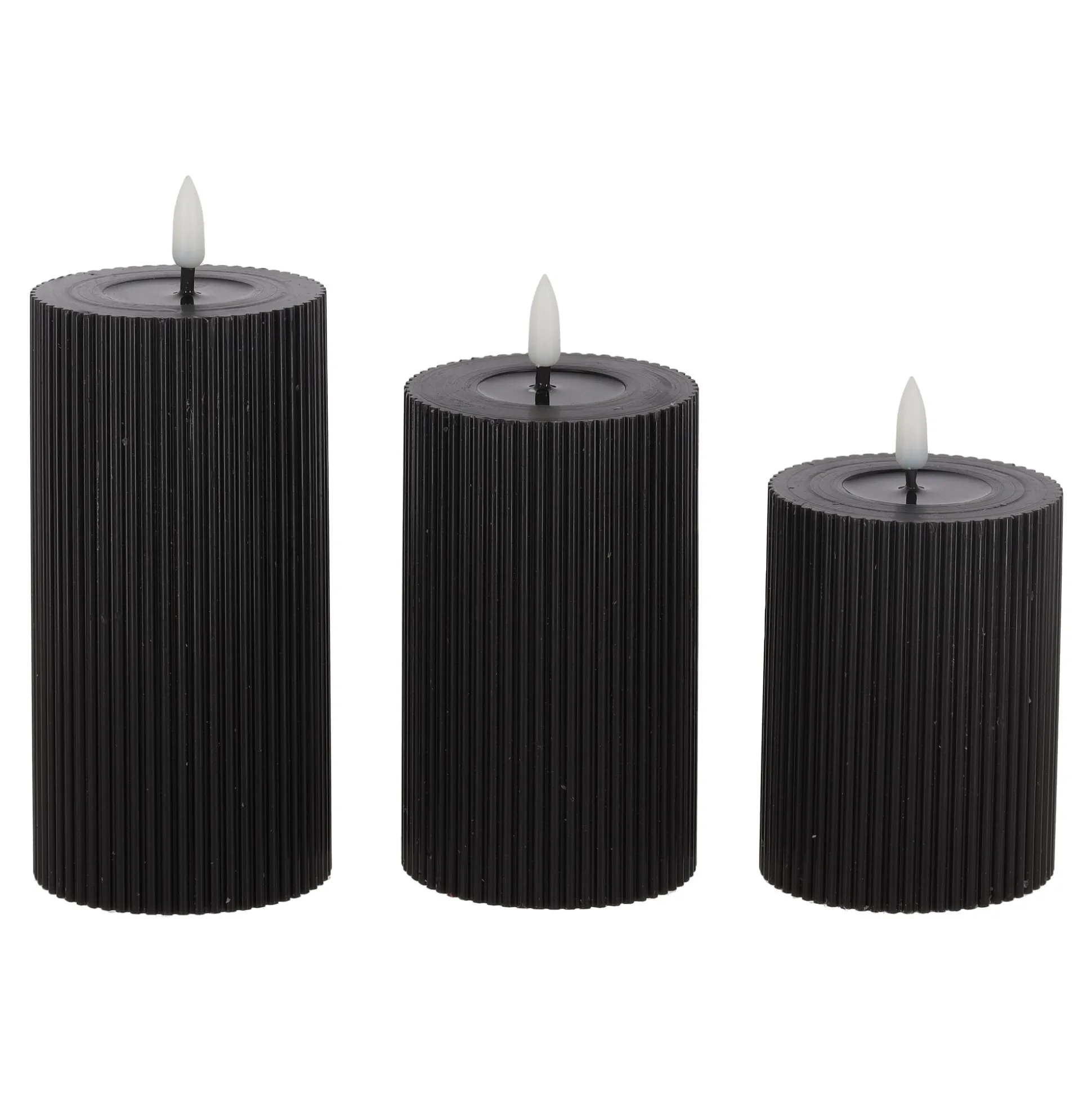 LED Kaars rib melt 3st zwart