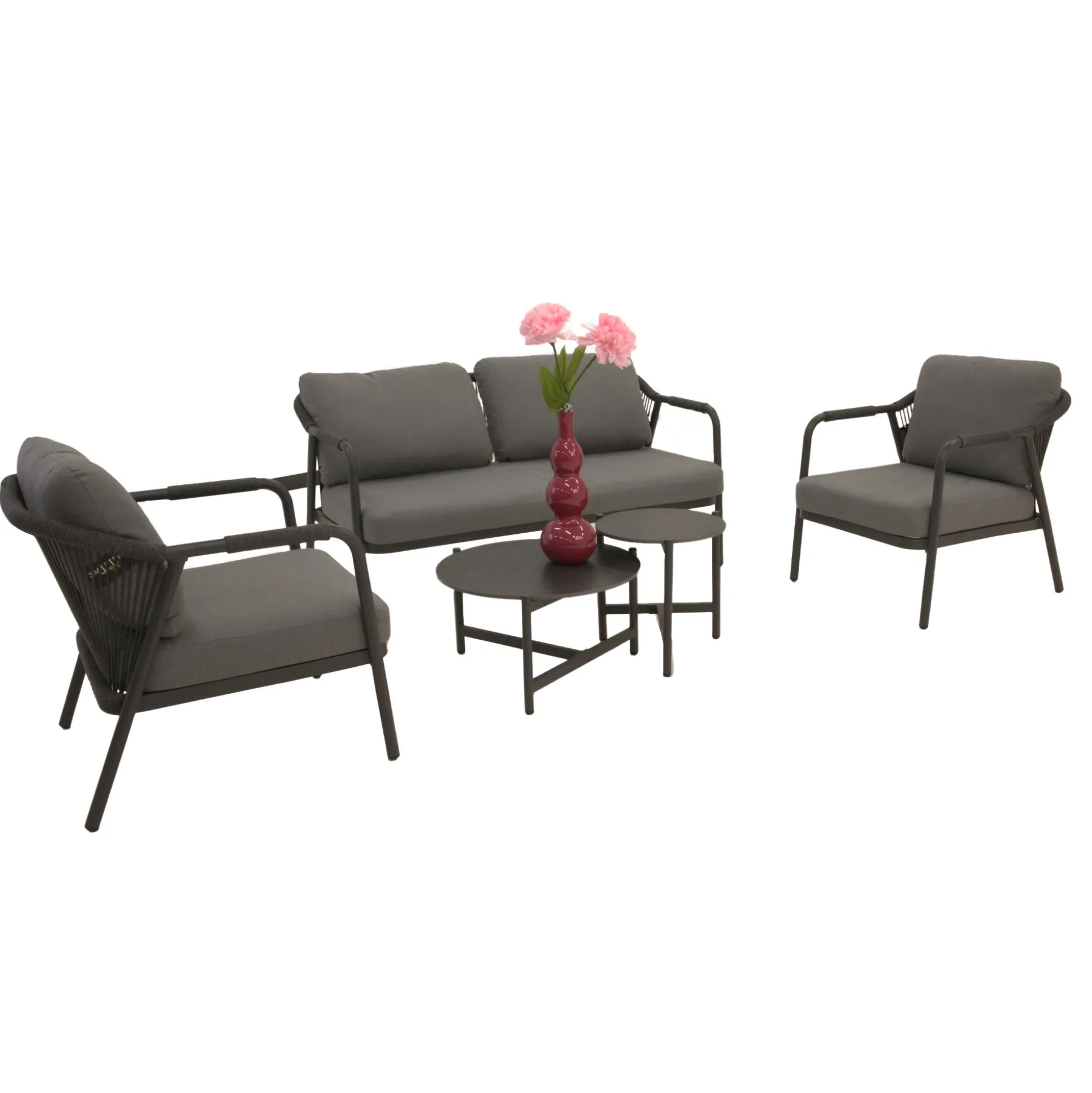 Loungeset Calanca antraciet met kussens