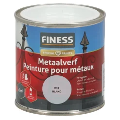 Metaalverf hoogglans wit 9010 250ml Finess