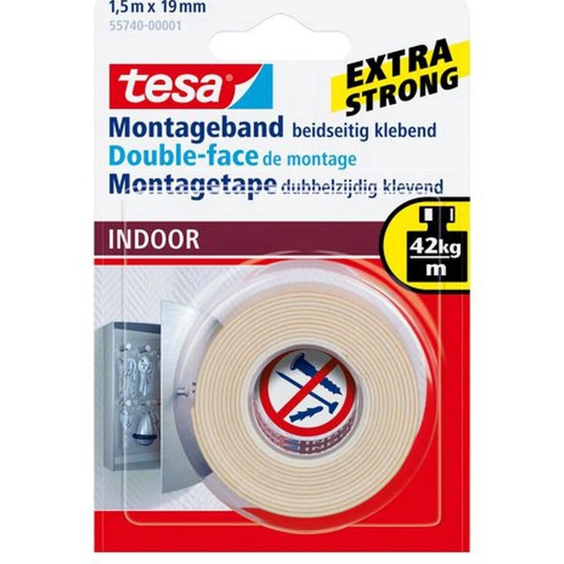 Montagetape indoor 19mmx1.5M