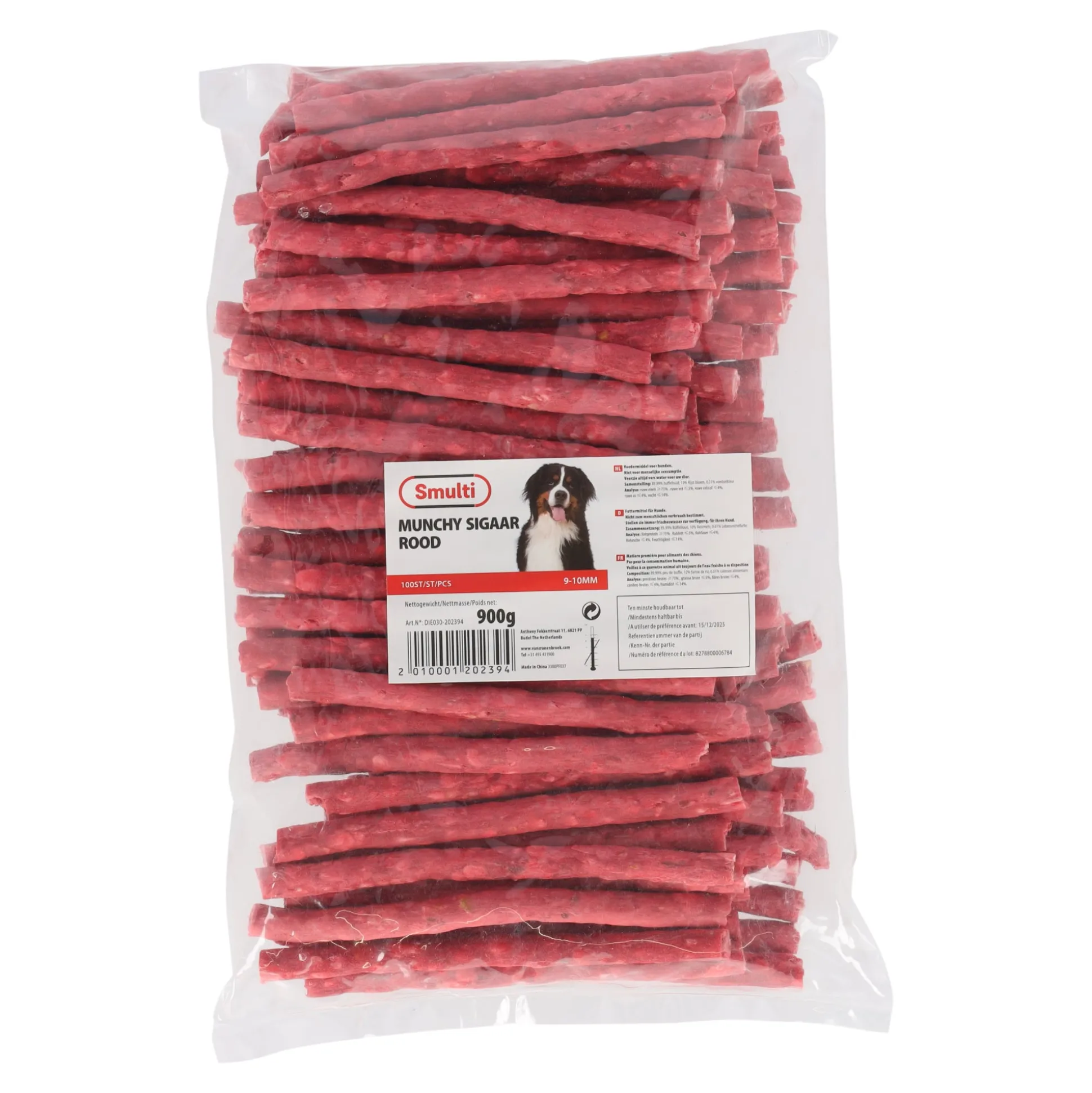 Munchy sigaar 9-10mm rood 100st