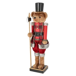 Notenkraker beer 60 cm tartan rood