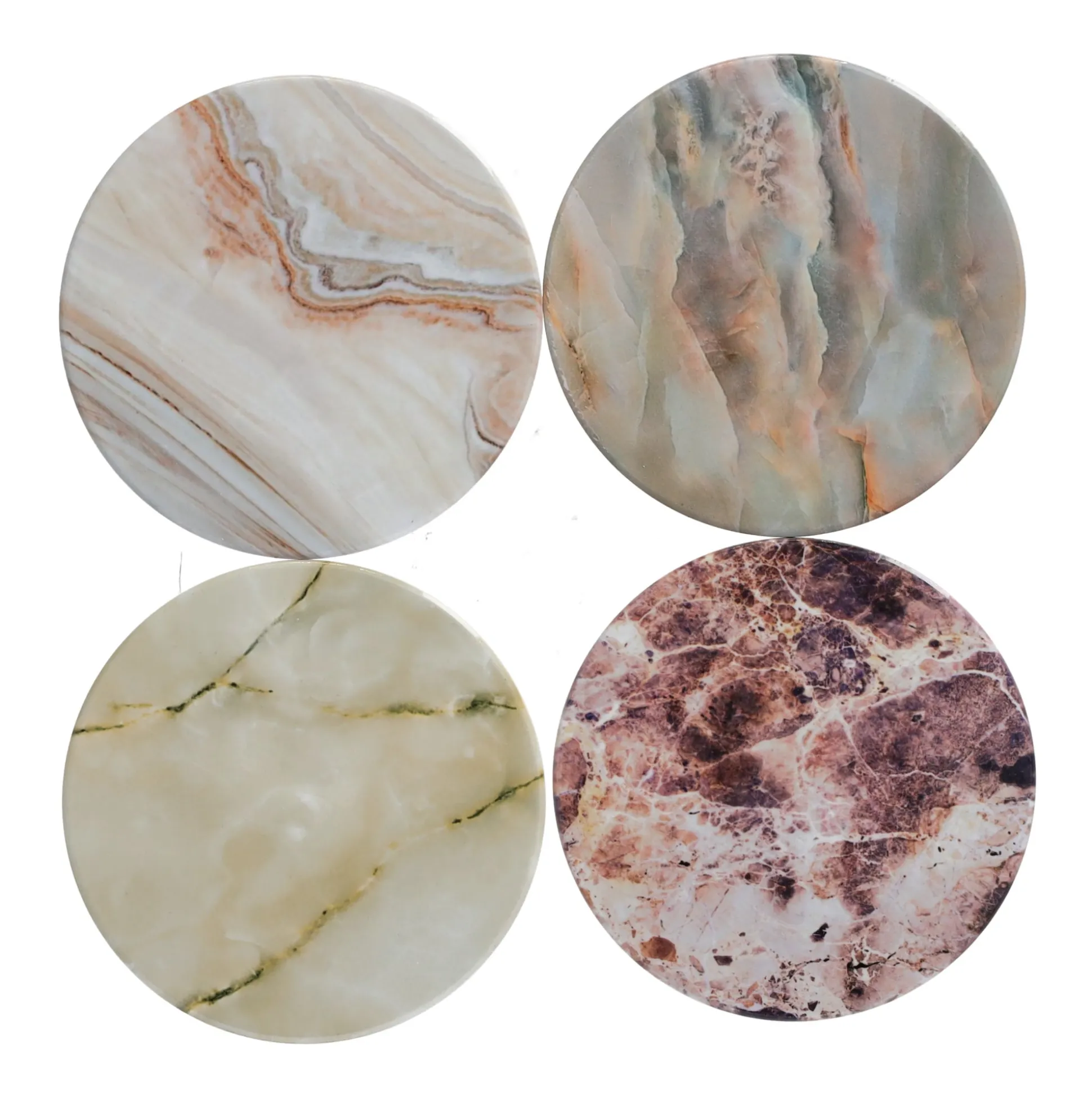 Onderzetter rond marble 10 cm 6 assorti