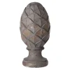 Ornament hout op voet grijs 17 cm