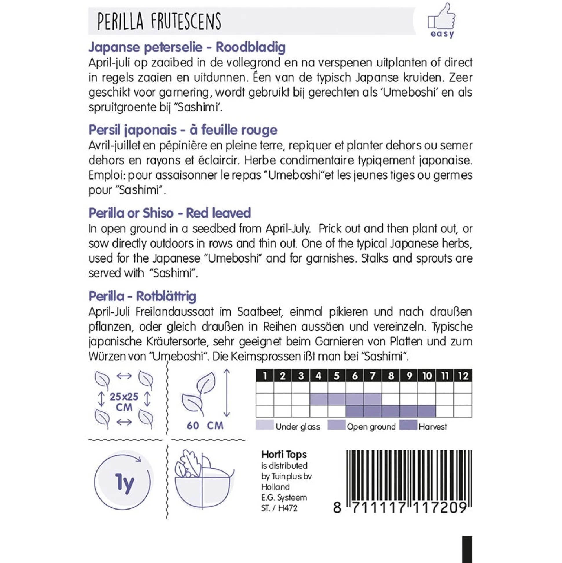 Perilla Shiso paarsbladig zaad