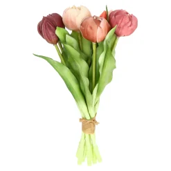 Pompoentulp real touch 7st 30 cm donker roze mix
