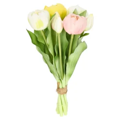 Pompoentulp real touch 7st 30 cm geel roze mix
