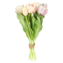 Pompoentulp real touch 7st 30 cm paars roze mix