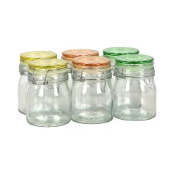 Pot glas + deksel gekleurd 6st Alpina