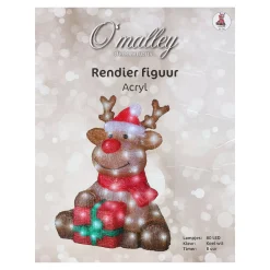 Rendier zittend acryl 44cm 80LED
