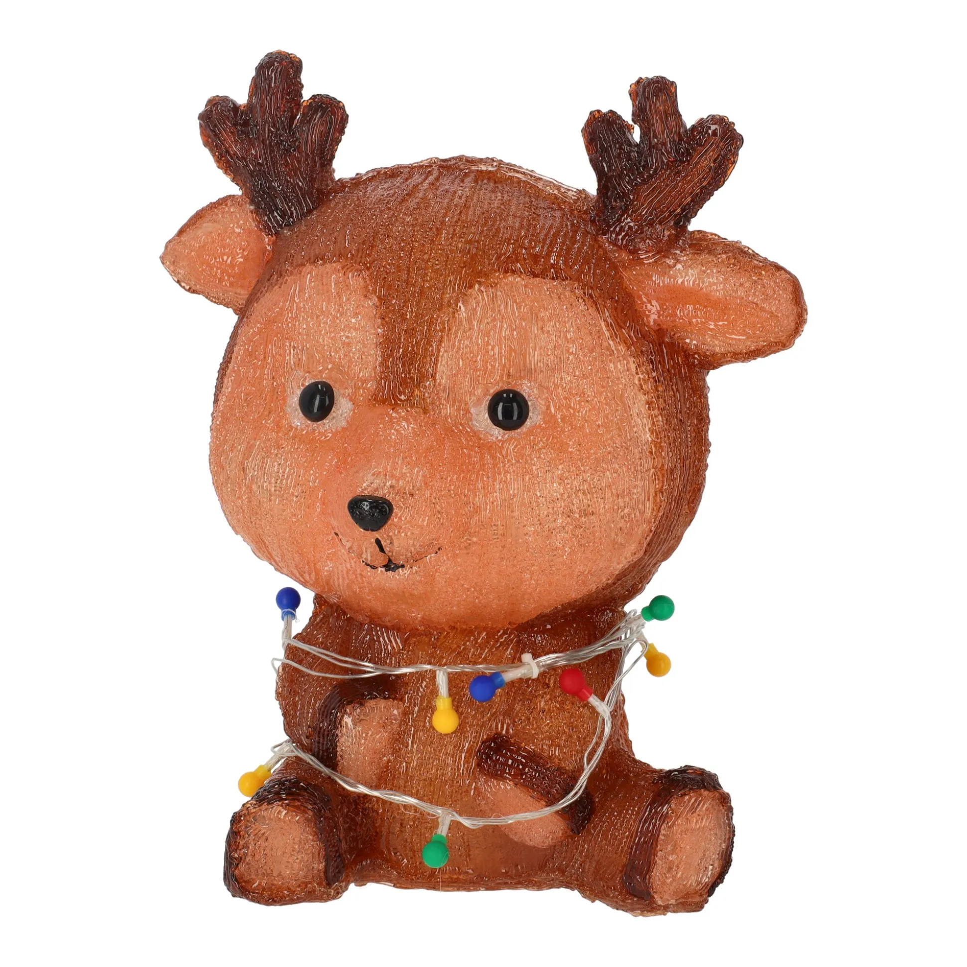 Rendier zittend met kerstverlichting 38 cm 72LED
