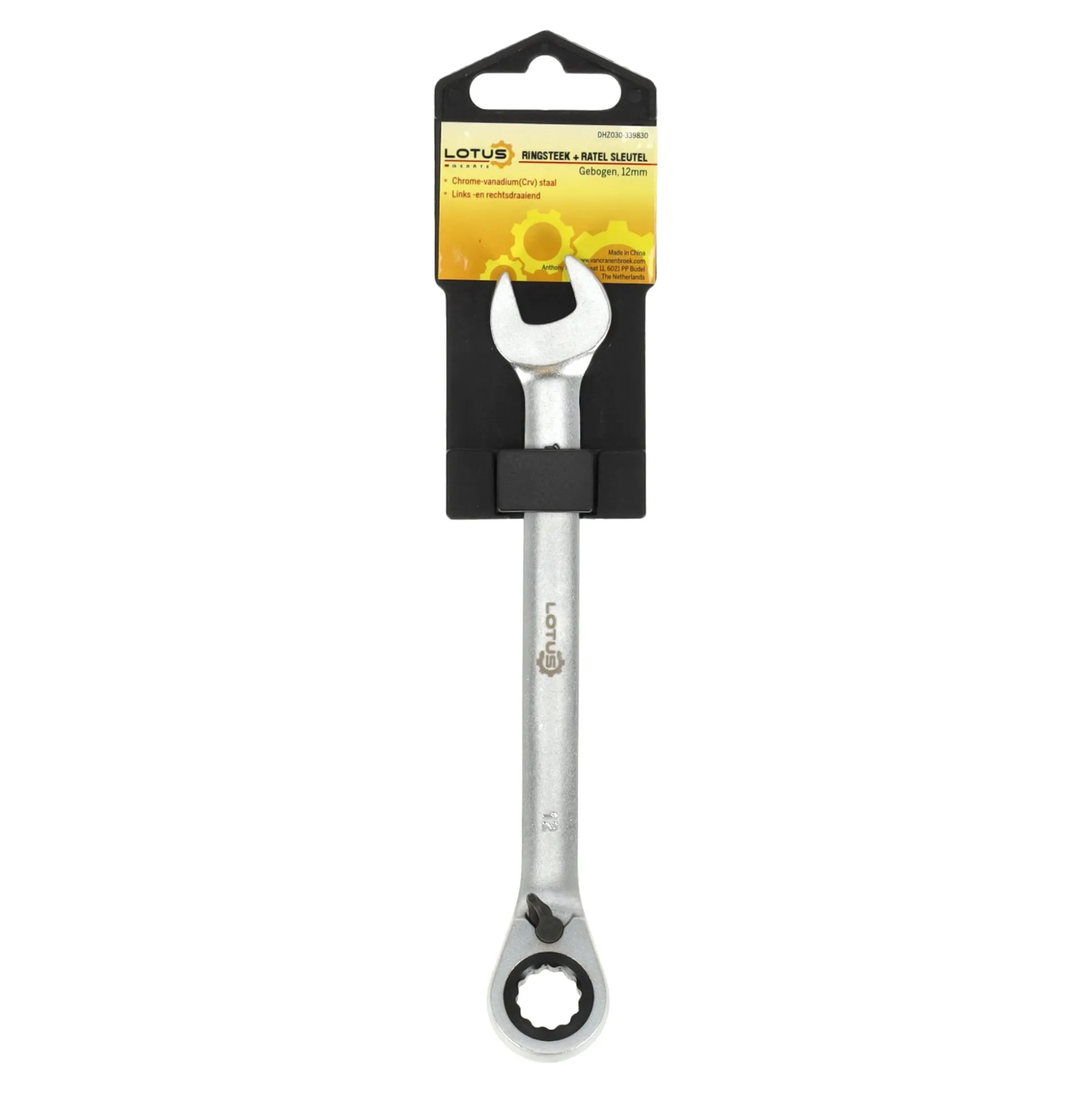 Ringsteek+ratel sleutel gebogen 12mm