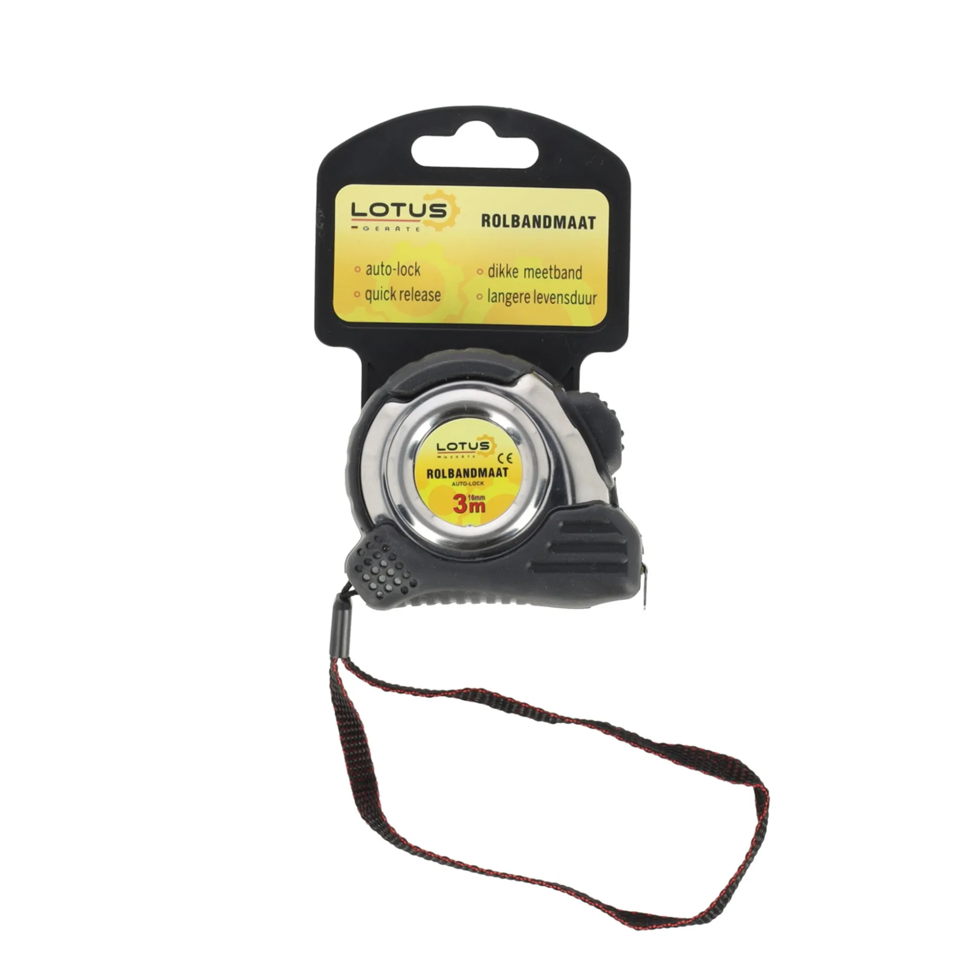 Rolbandmaat auto-lock 3 m - 16 mm RVS Lotus