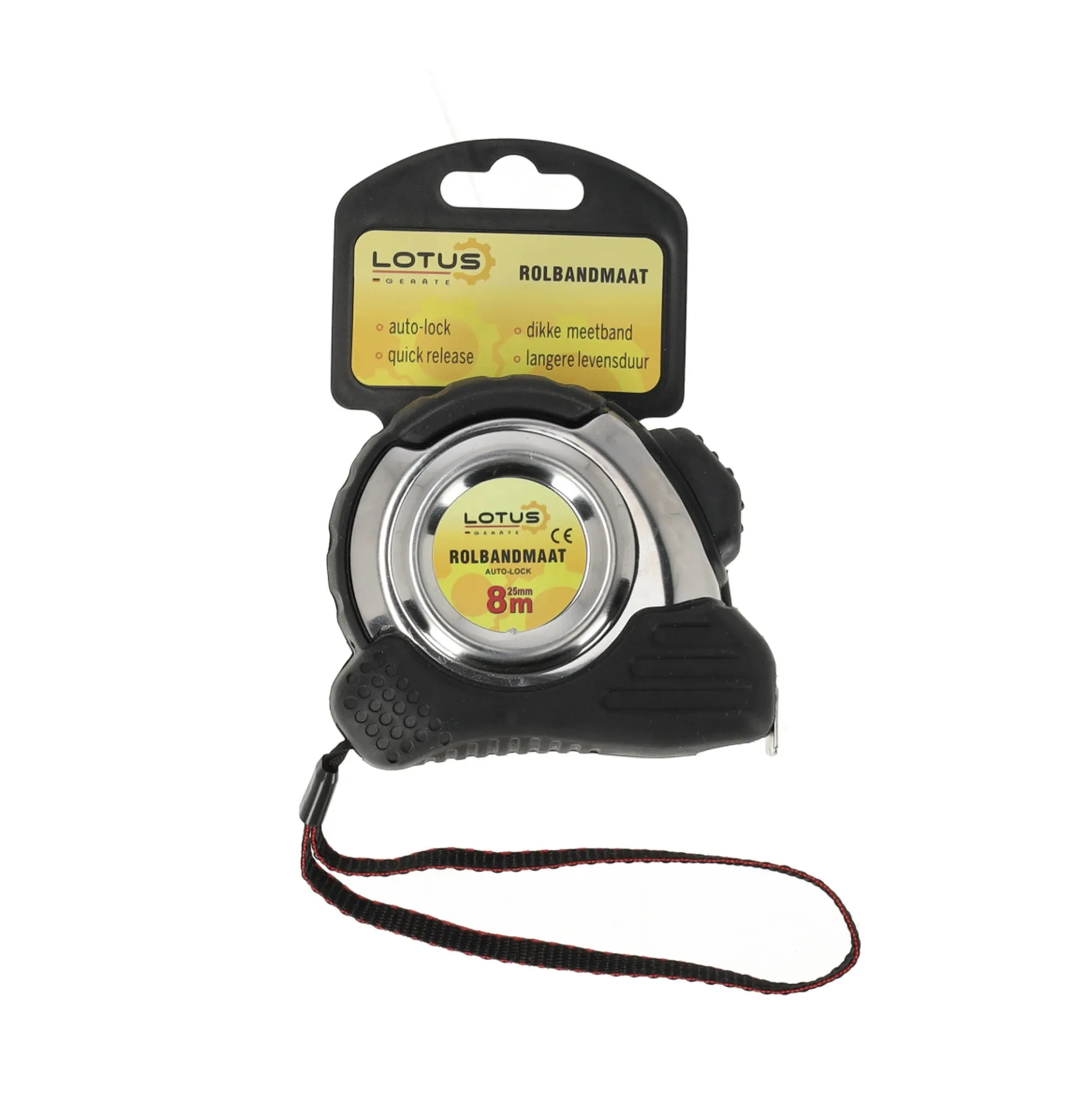 Rolbandmaat auto-lock 8 m - 25 mm RVS Lotus