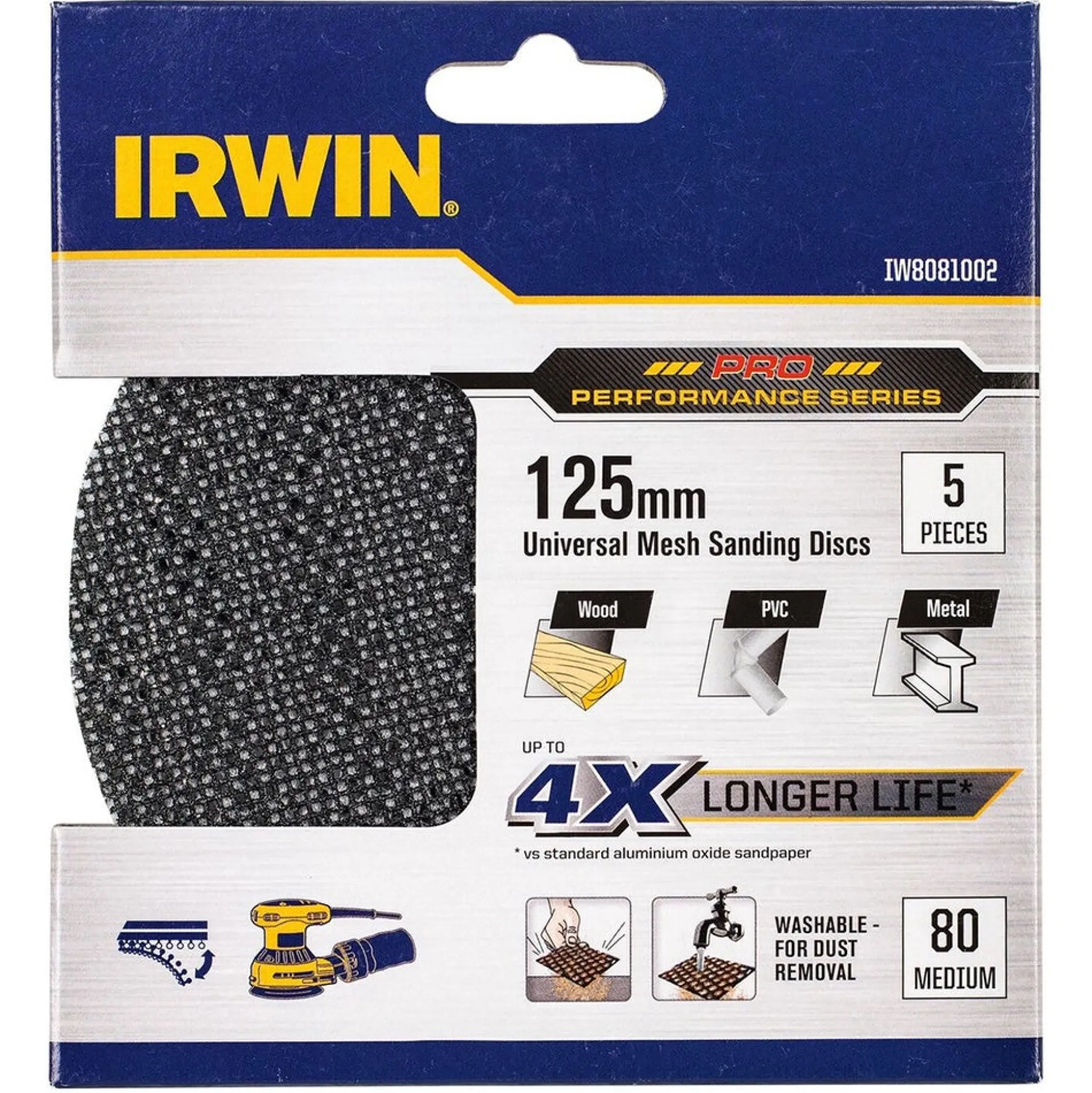 Schuurgaas Ø125mm K80 5st. Irwin