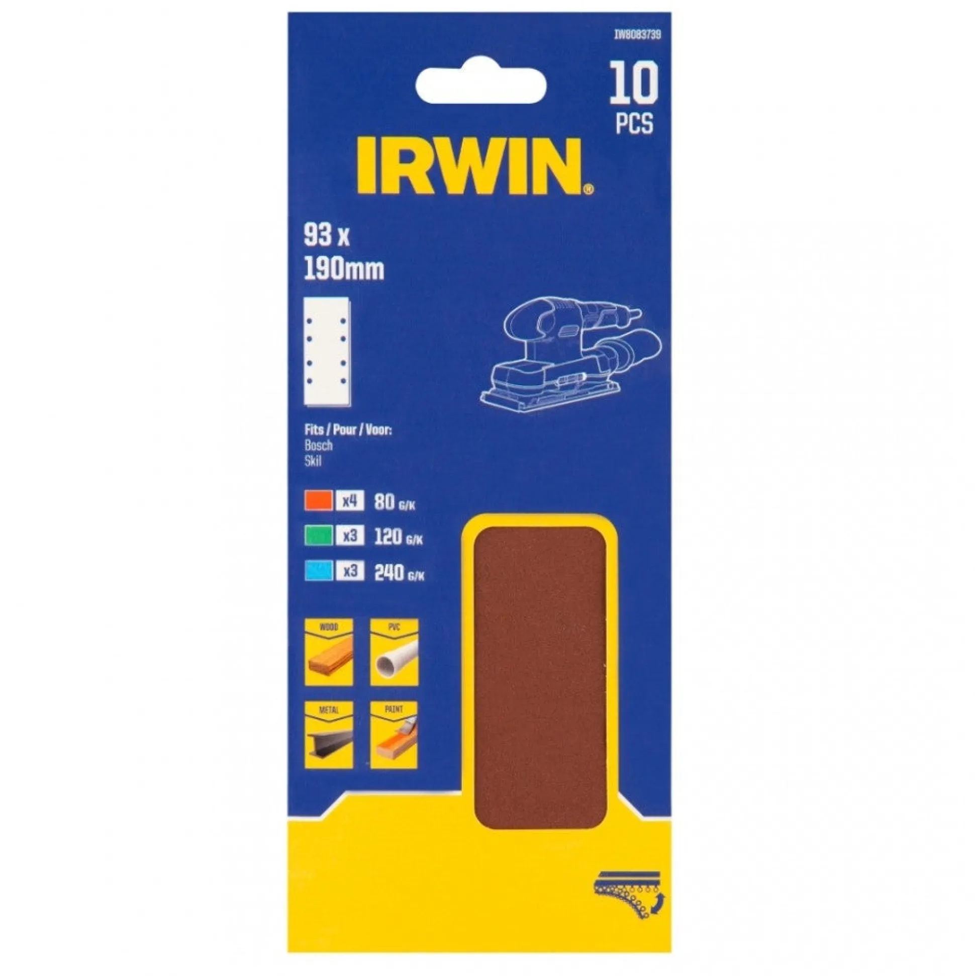 Schuurstrook 190 x 93 mm 10st. Irwin
