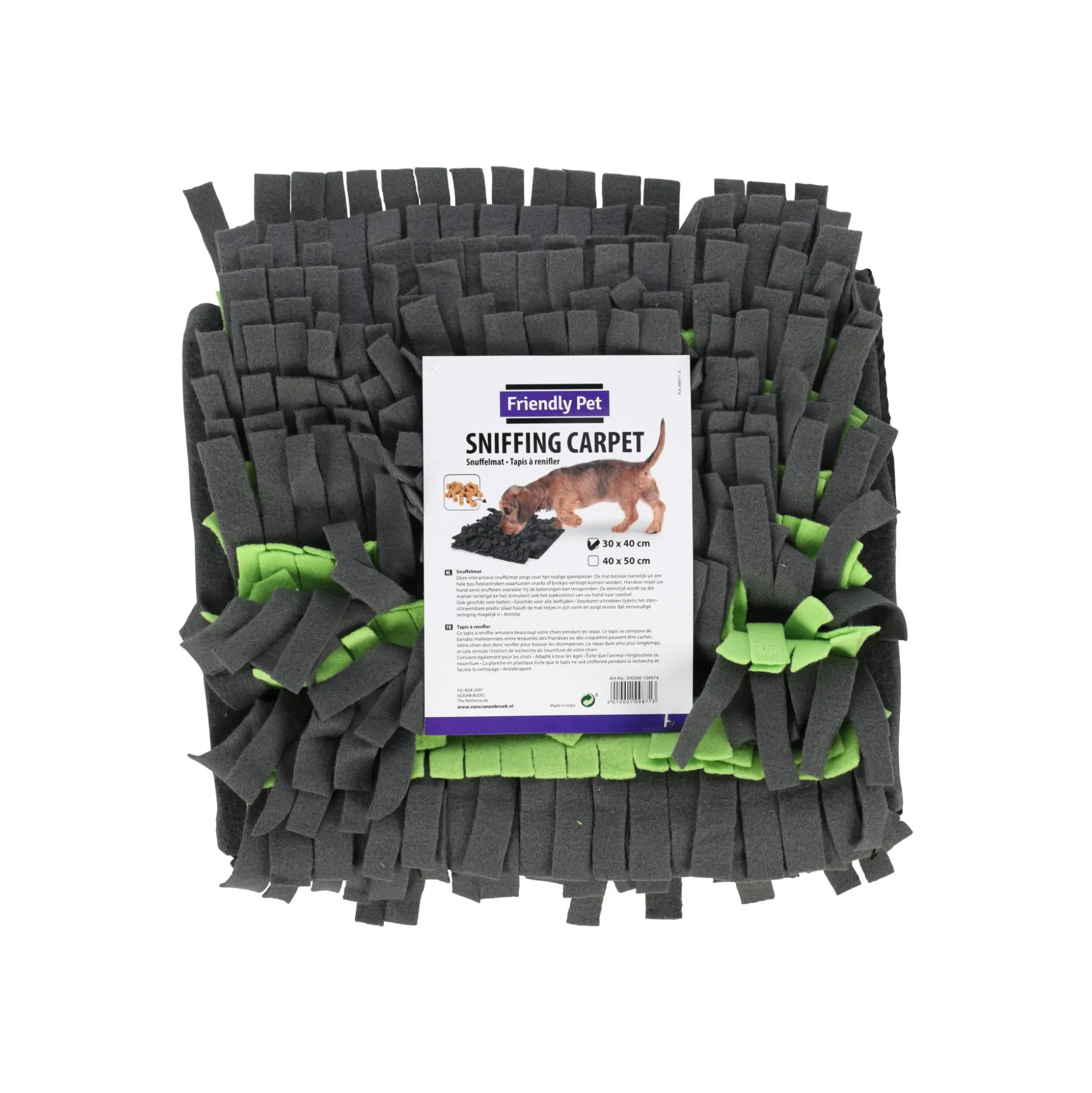 Snuffelmat hond 40x30cm grijs/bord