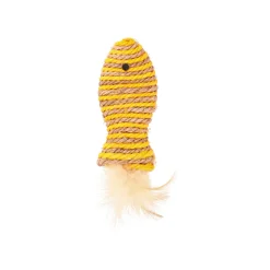 Speelgoed kat vis 14 cm bruin geel