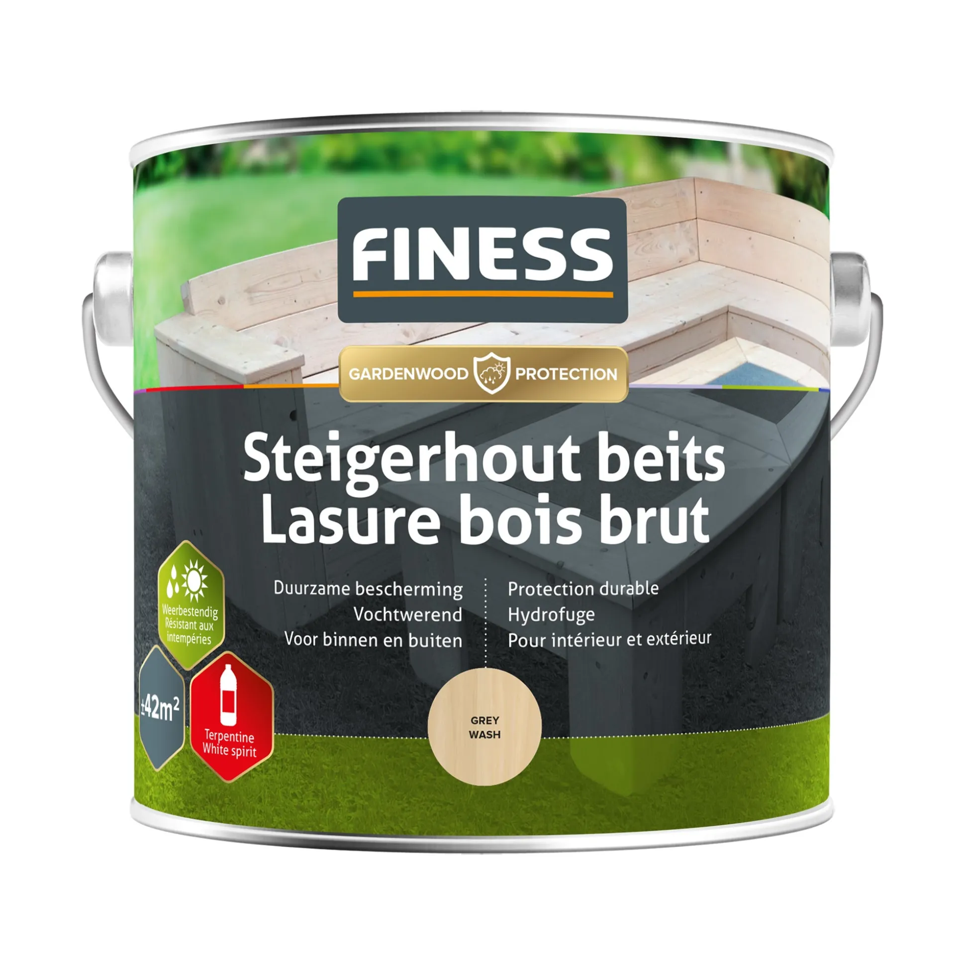 Steigerhoutbeits greywash 2.5L Finess