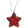 Ster met lint burgundy 20 cm 15 LED-warm wit