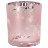 Theelicht glas vlinder roze 10cm