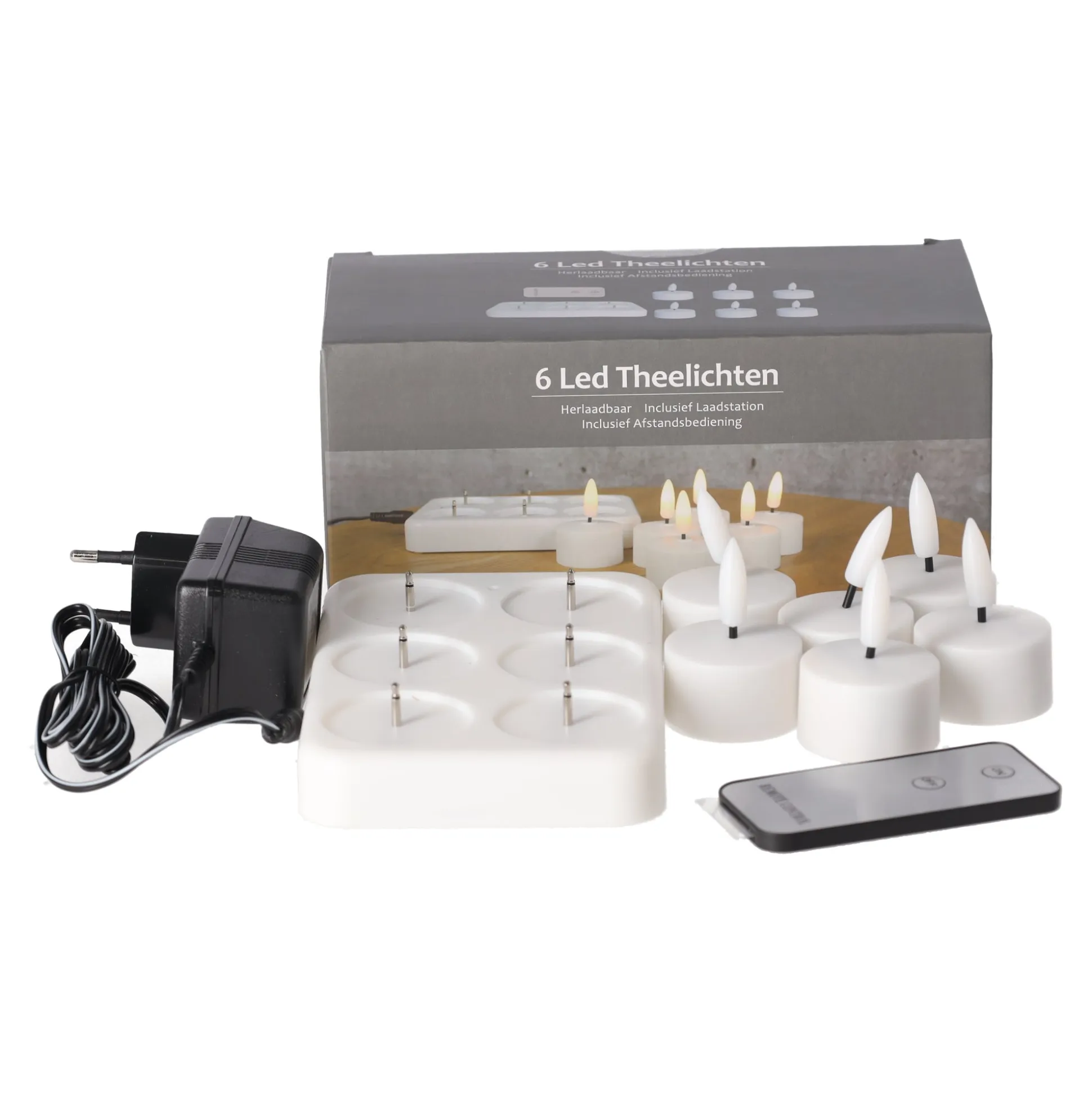 Theelicht LED 6 stuks - warm wit - oplaadbaar