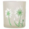 Theelichthouder glas bloem wit 8 cm