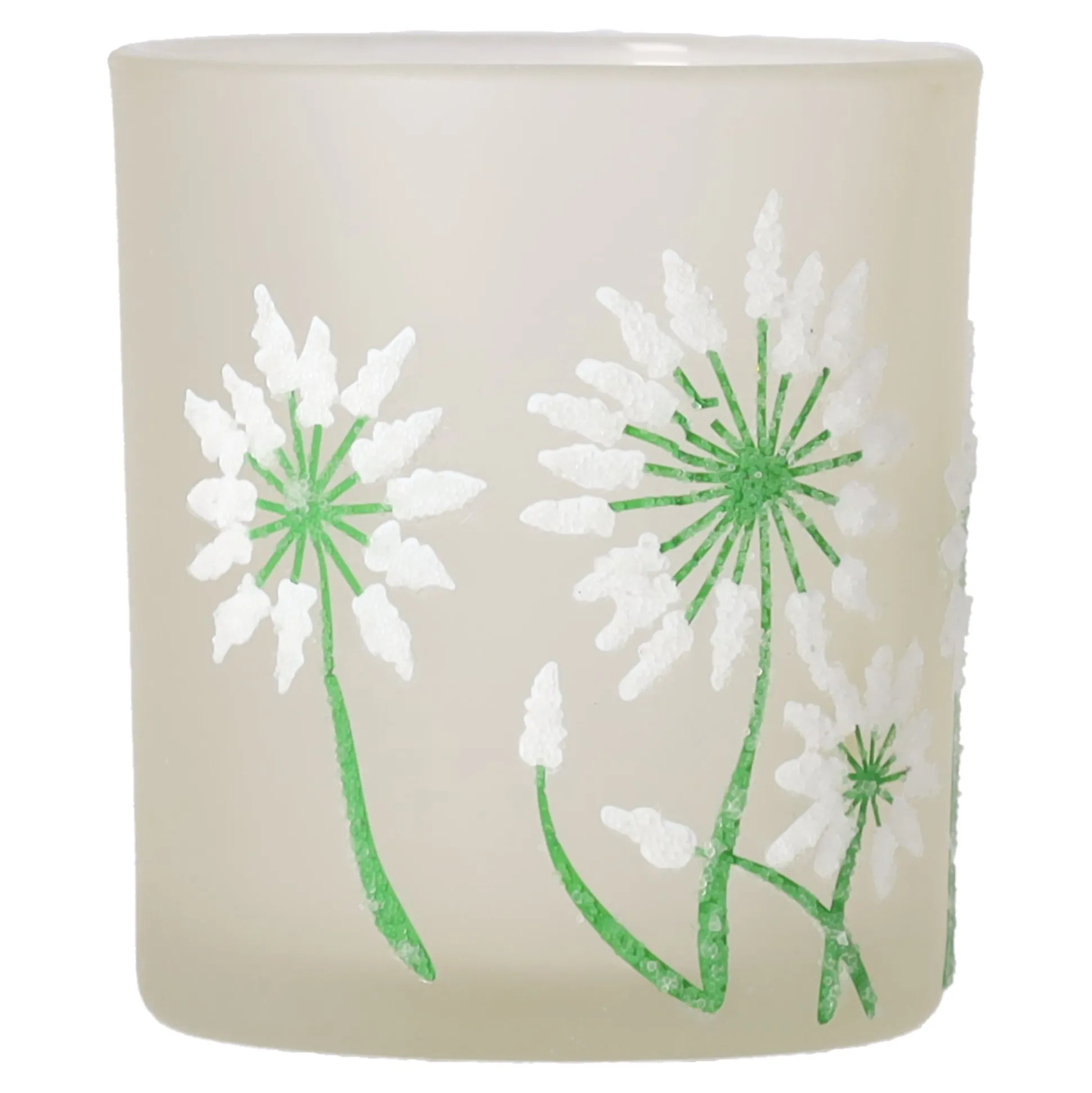 Theelichthouder glas bloem wit 8 cm