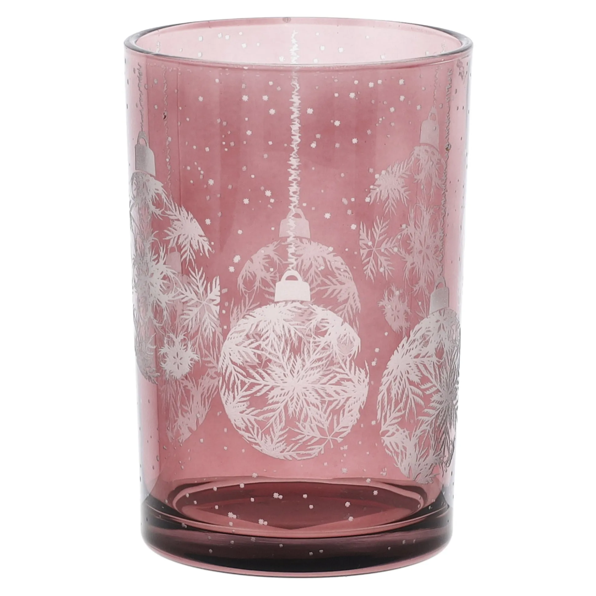Theelichthouder glas kerstbal 12 x 18 cm
