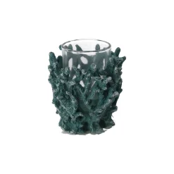 Theelichthouder koraal 8 cm blauw