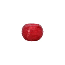 Theelichthouder van glas rood 10 x 10 x 8 cm