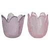 Theelichthouder van glas met bloemmotief, 7 cm diver...