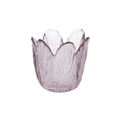 Theelichthouder van glas met bloemmotief, 7 cm diver...