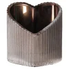 Theelichthouder van glas, hart rustiek 8 cm 4 assorti