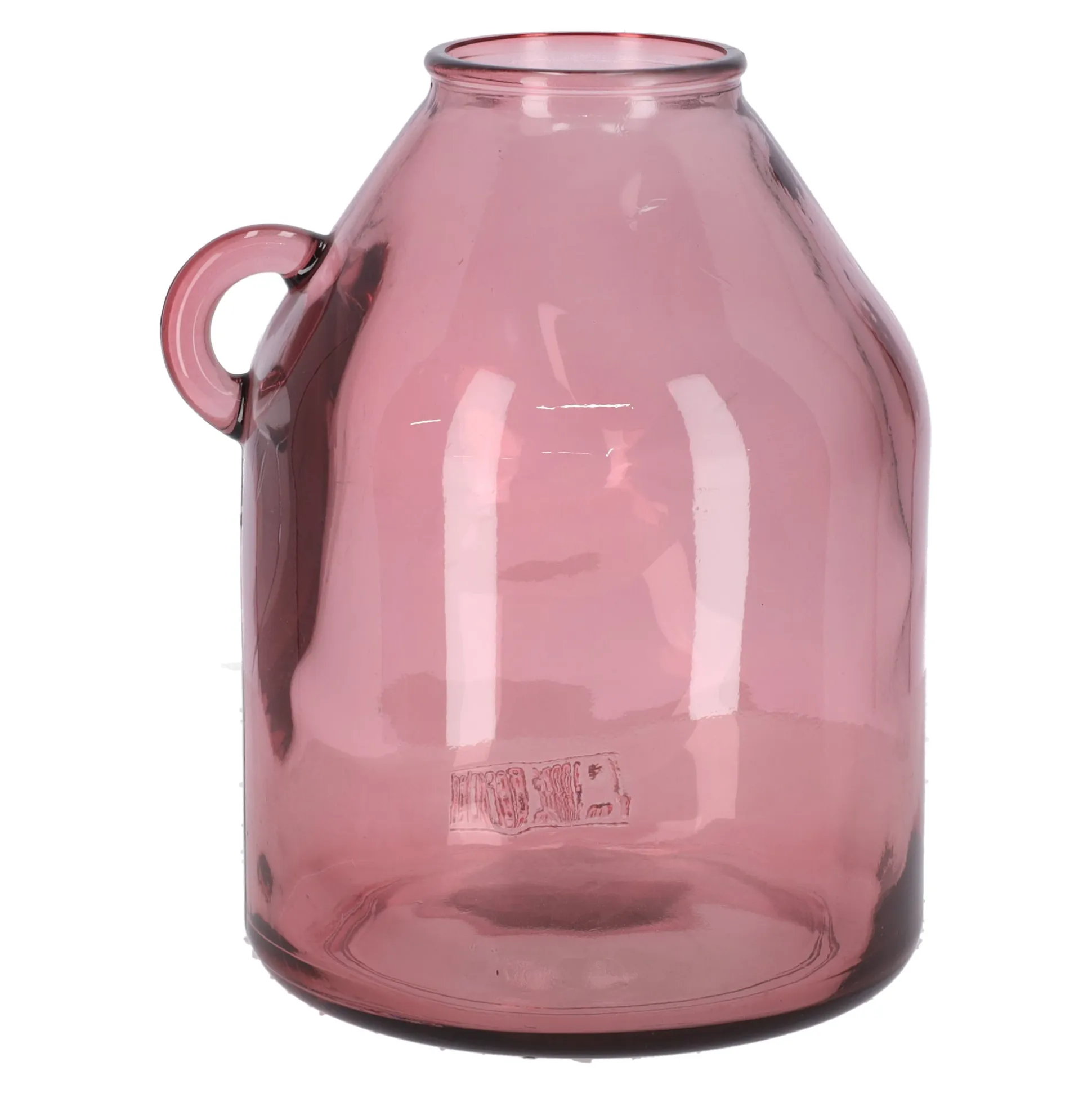 Vaas glas 21 x 25 cm roze