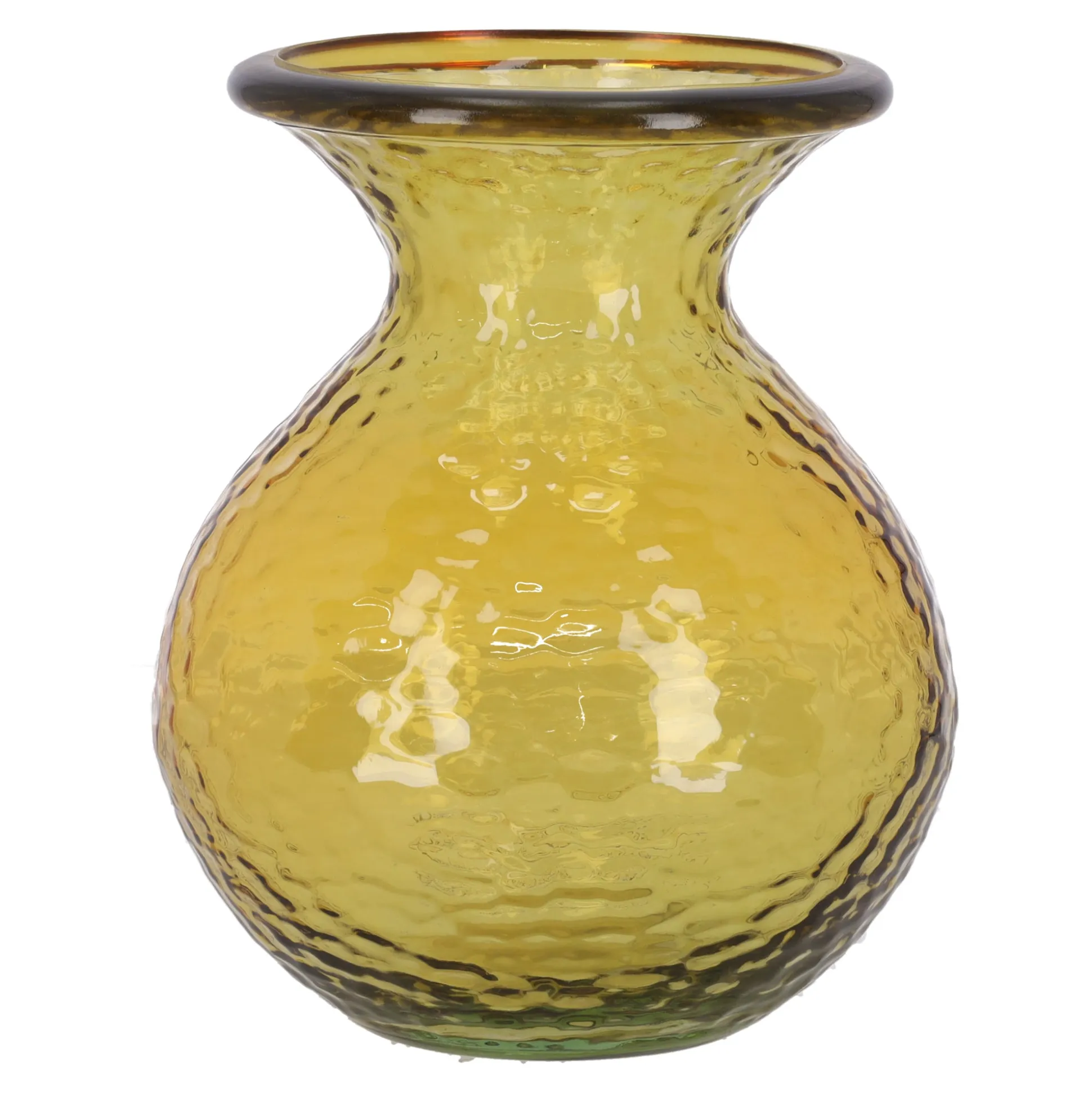Vaas glas recycle 18 cm geel