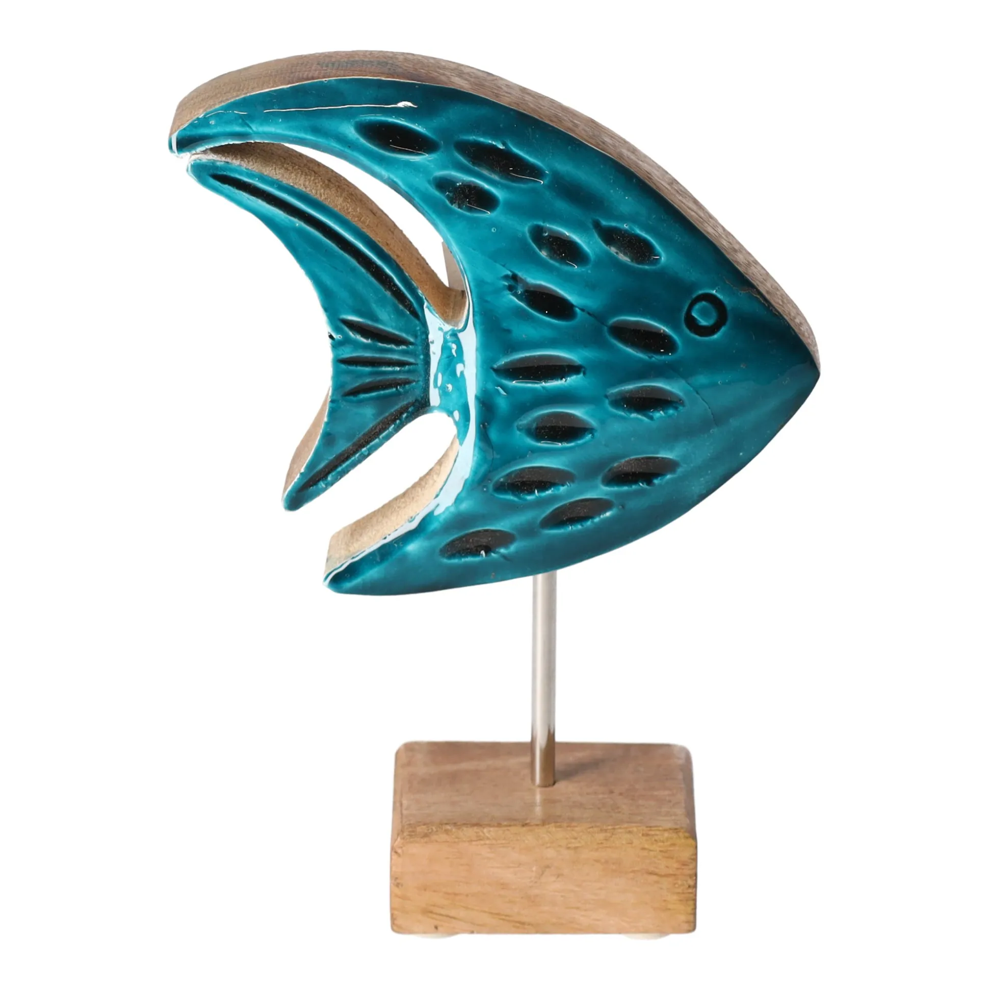 Vis op voet 18 cm blauw