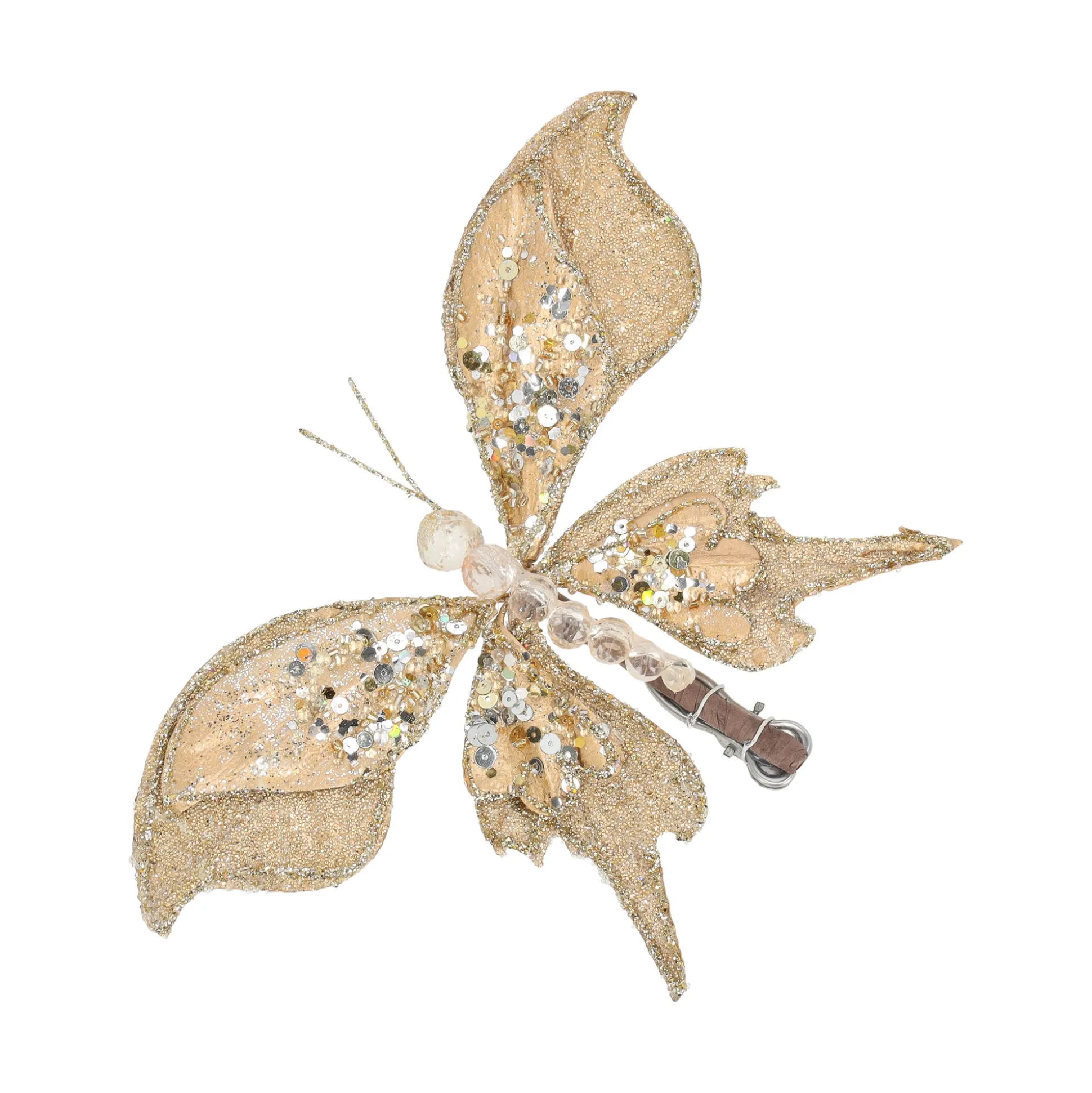 Vlinder 17cm winter lux goud