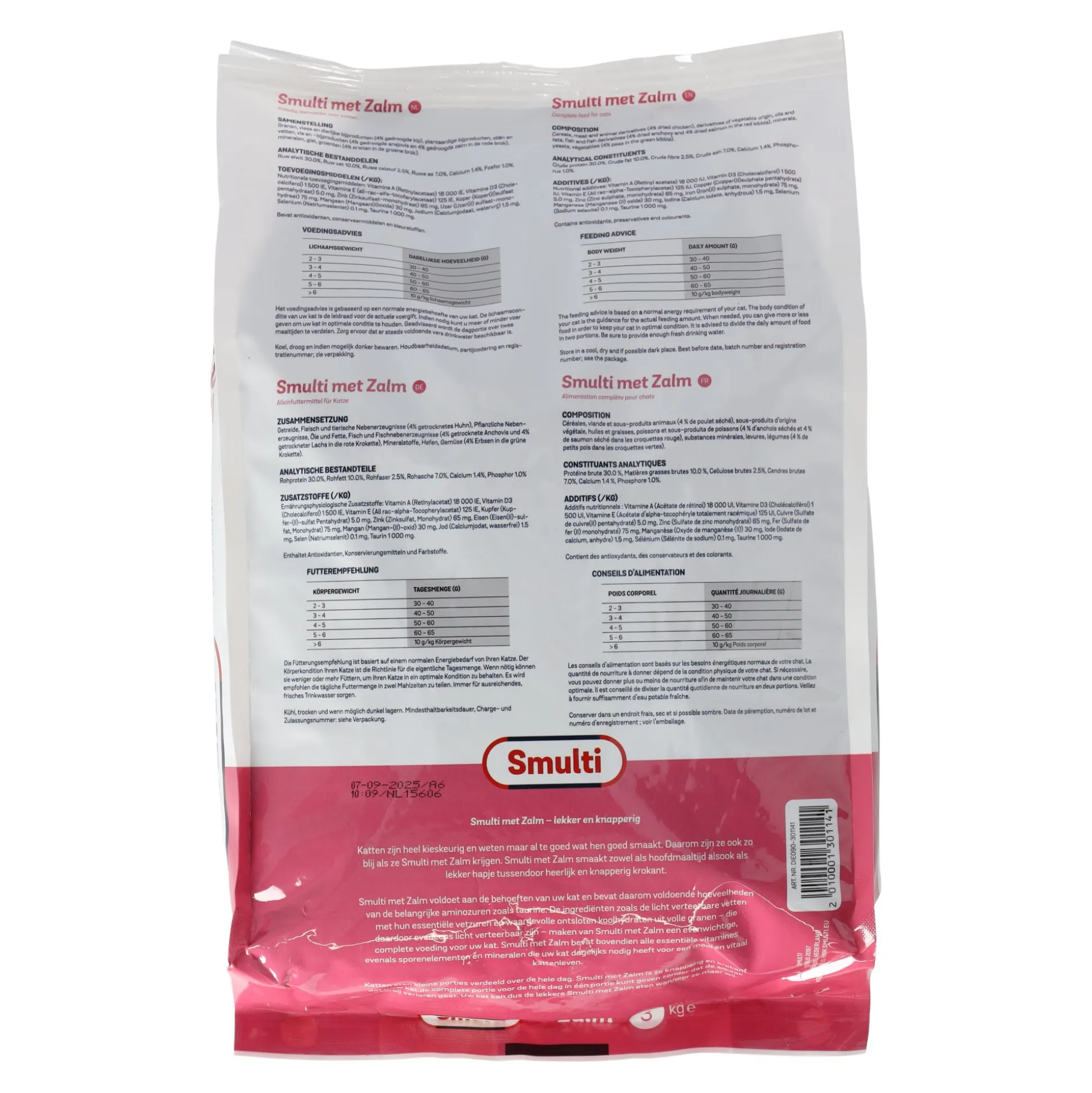 Voer kat adult zalm 3kg Smulti