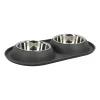 Voerbak duo rond Grafa 2x500ml d.grijs FP