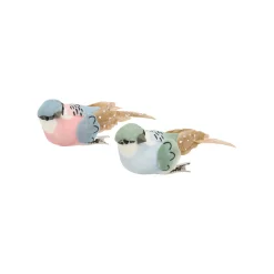 Vogel op clip groen blauw 6st